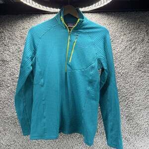 Patagonia R1 Pullover Women M Blue Teal Waffle Fleece 1/2 Zip Outdoor Hiking